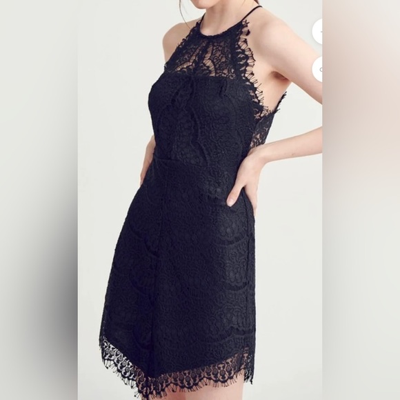Wishlist Apparel Sleeveless Halter Lace Black Mini Dress Size Medium NWT - Picture 3 of 14